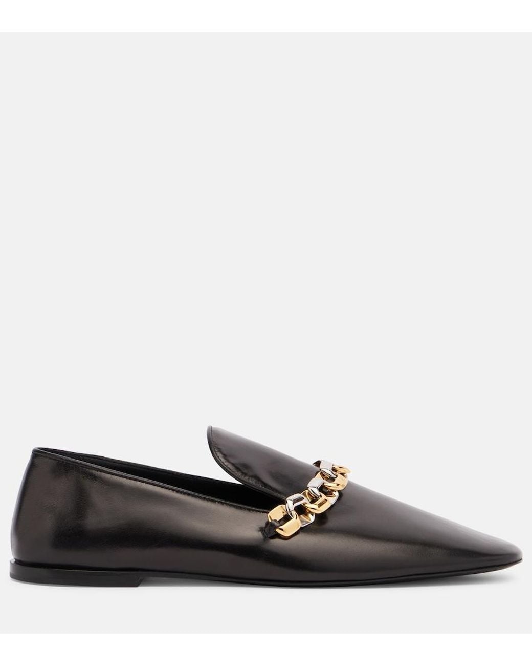 Jil Sander Brown Chain-Detail Leather Loafers