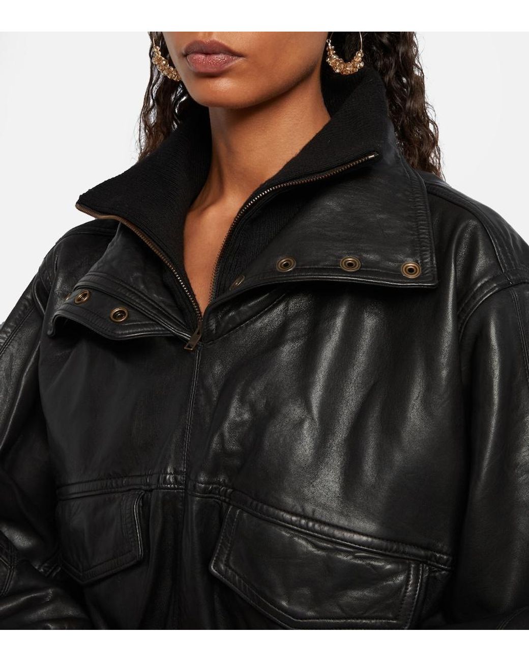 Isabel Marant Black Dorry Oversized Leather Jacket