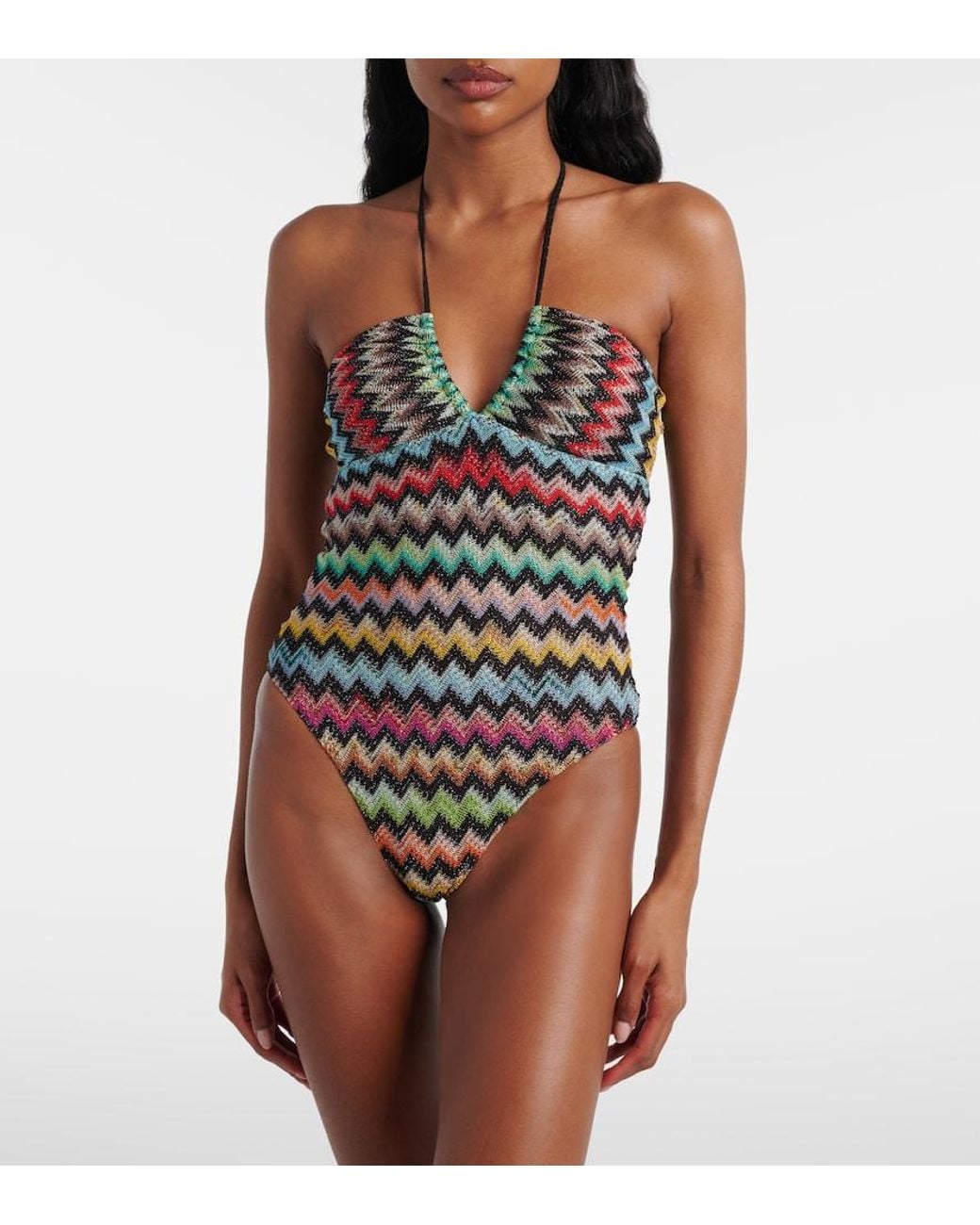 Missoni Multicolor Zigzag Lame Swimsuit