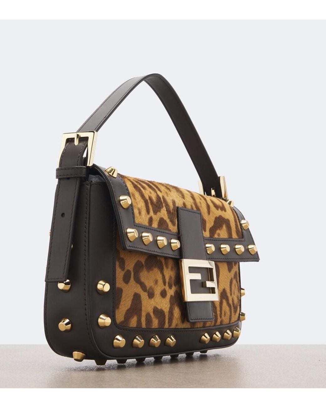 Fendi Metallic Baguette 26424 Calf Hair Shoulder Bag