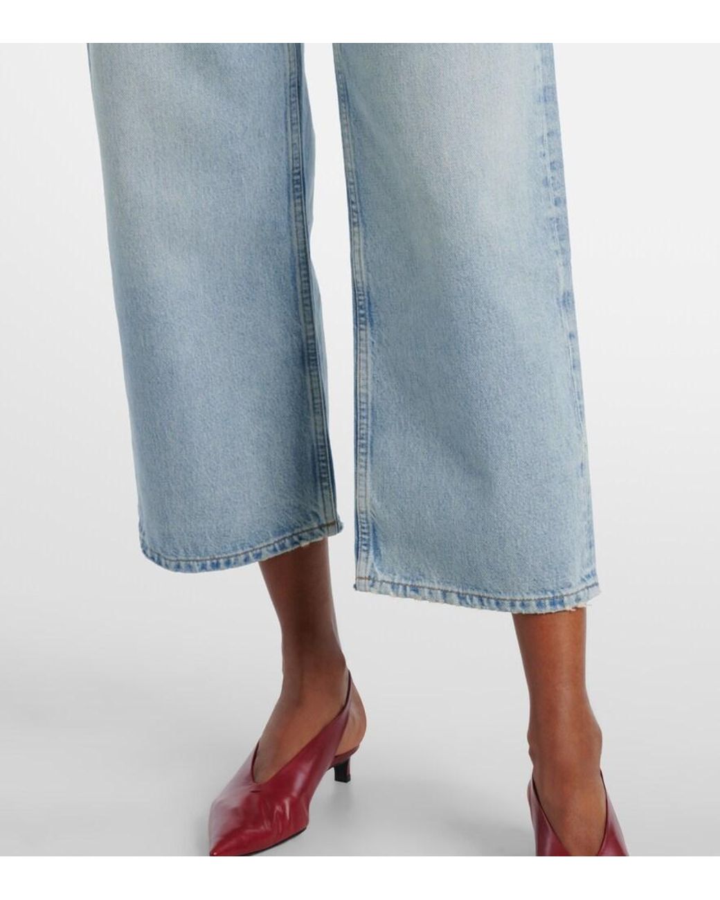 Agolde Blue Arc Cropped Mid-Rise Wide-Leg Jeans
