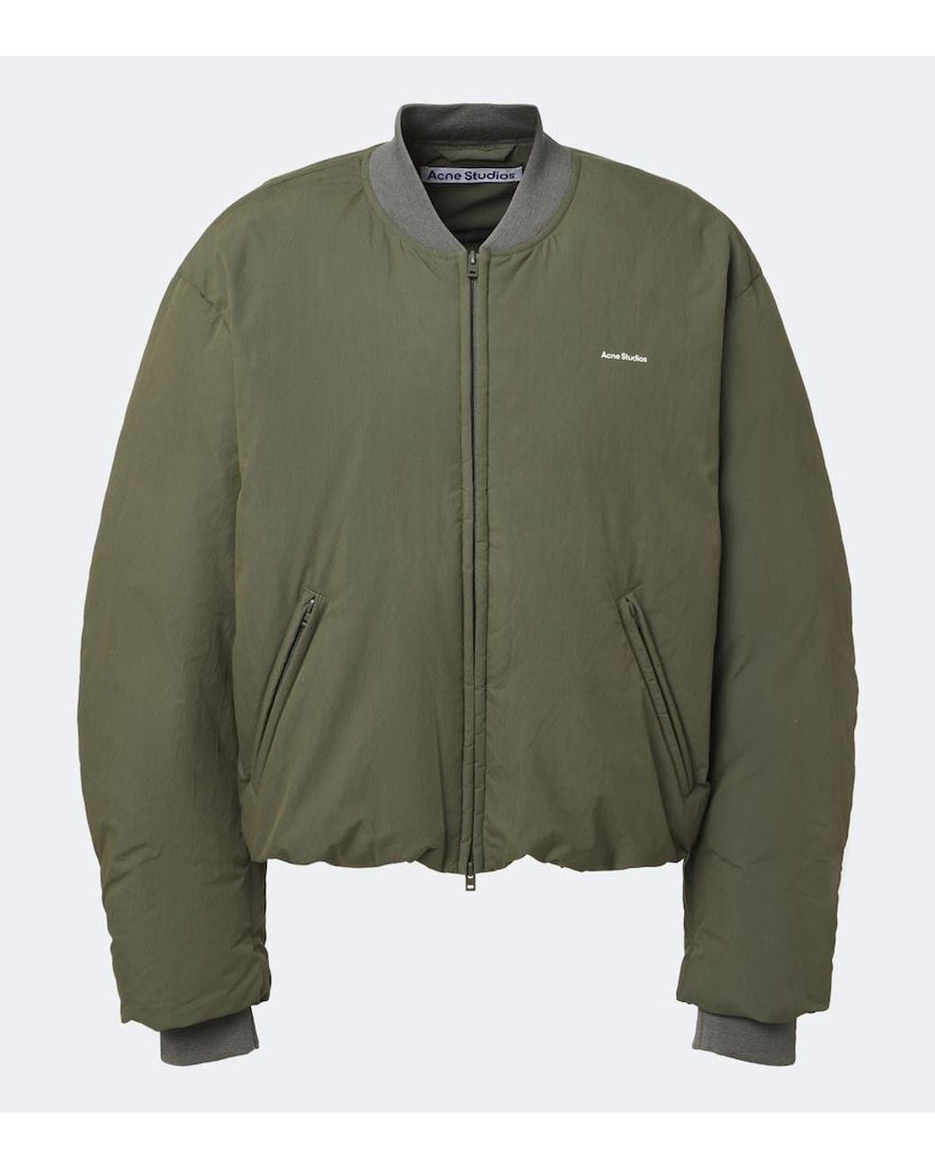 Acne Green Cotton-Blend Poplin Down Bomber Jacket for men