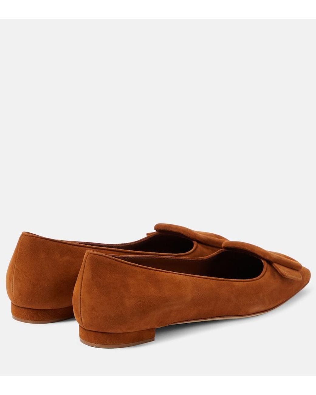 Manolo Blahnik Brown Maysale Suede Ballet Flats