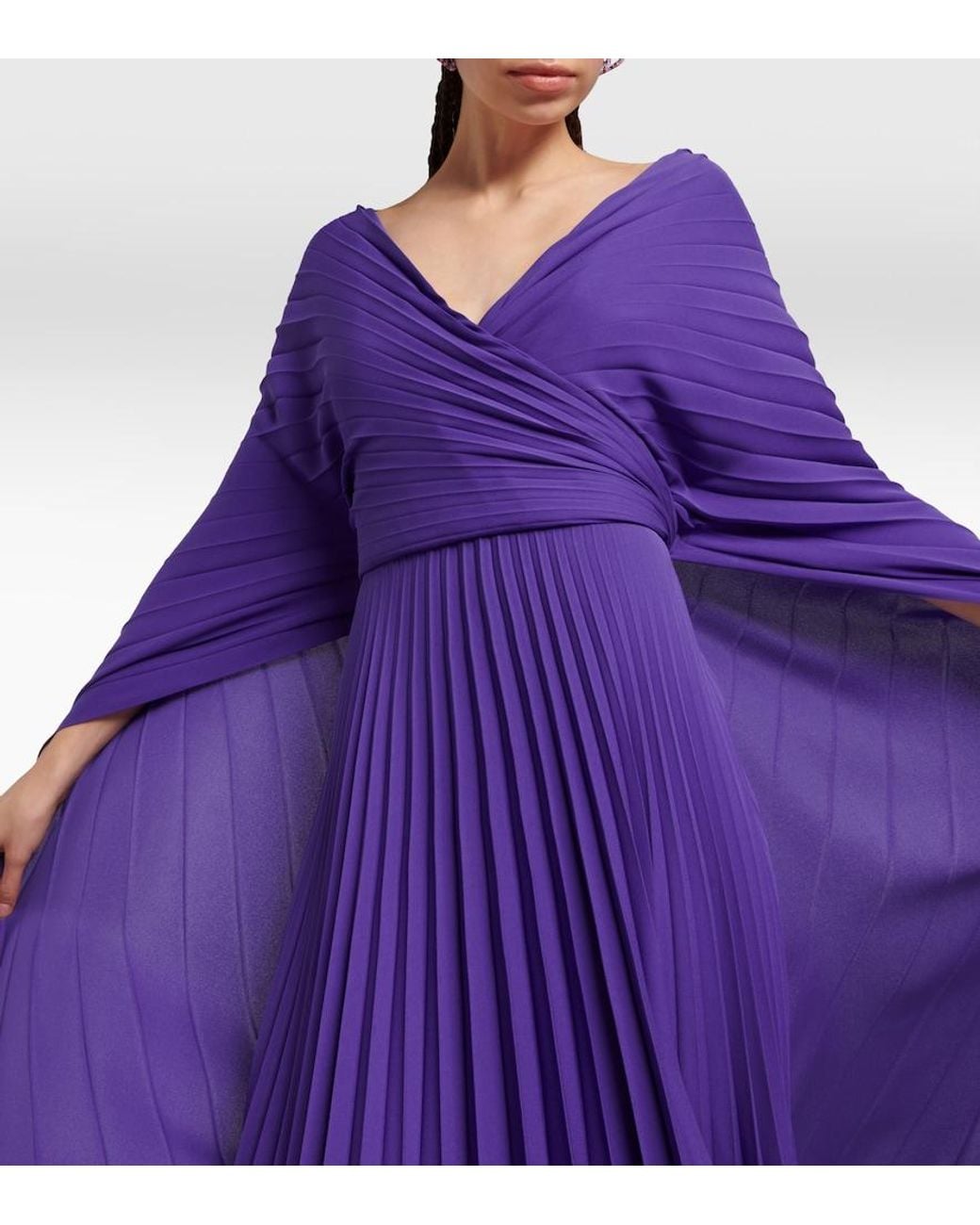 Valentino Purple Pleated Silk Gown