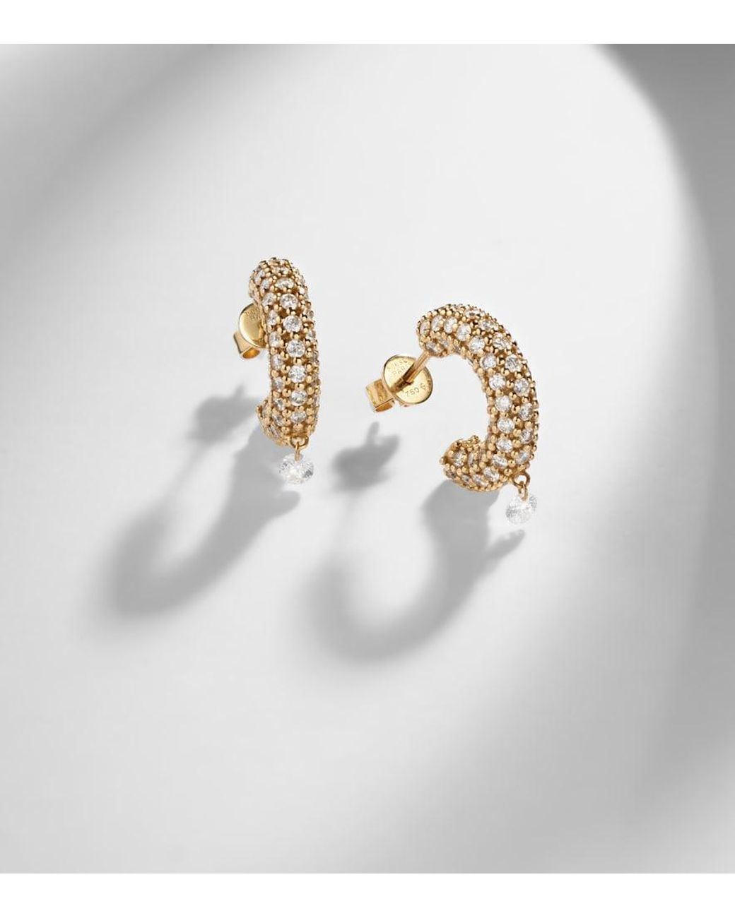 PERSÉE Metallic Helios 18Kt Hoop Earrings With Diamonds