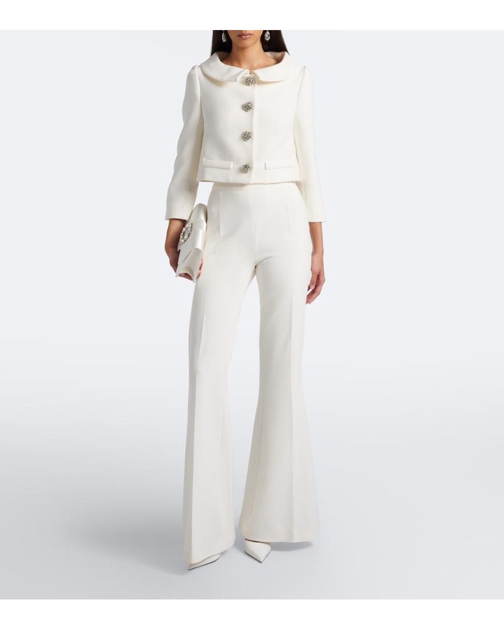 Safiyaa Natural Bridal Brigitta Cropped Crepe Jacket