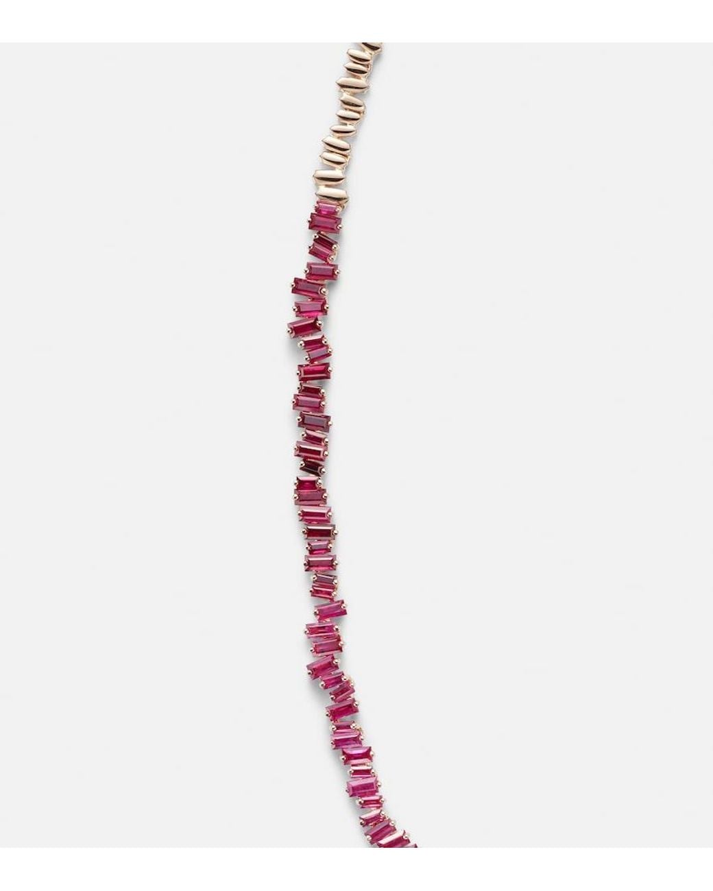 Suzanne Kalan Metallic Bold 18Kt Rose Tennis Necklace With Sapphires And Diamonds