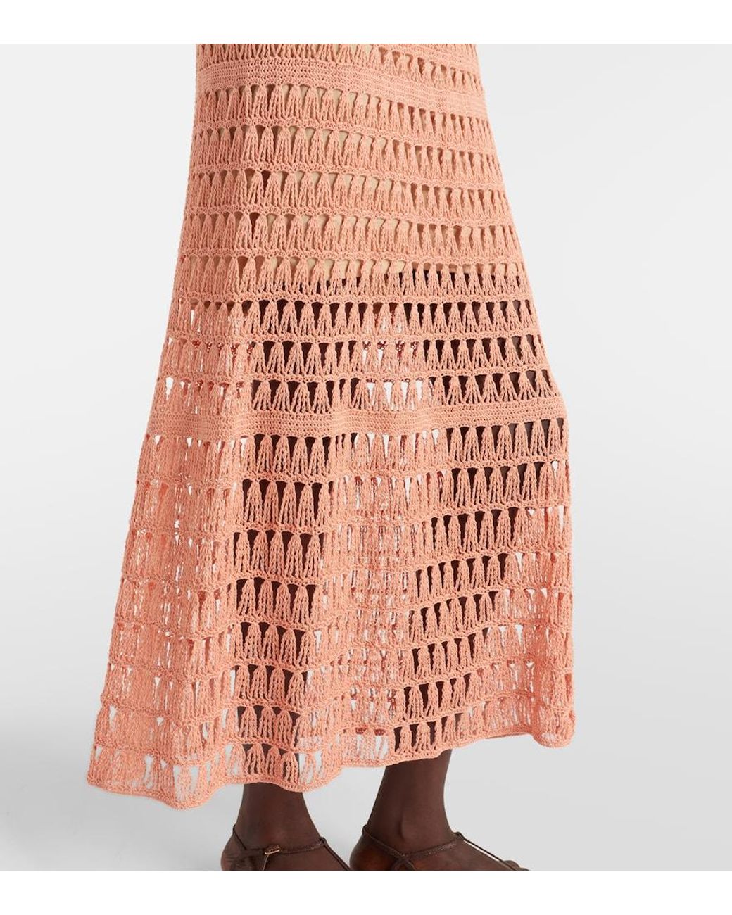 Anna Kosturova Pink Crochet Cotton Midi Dress