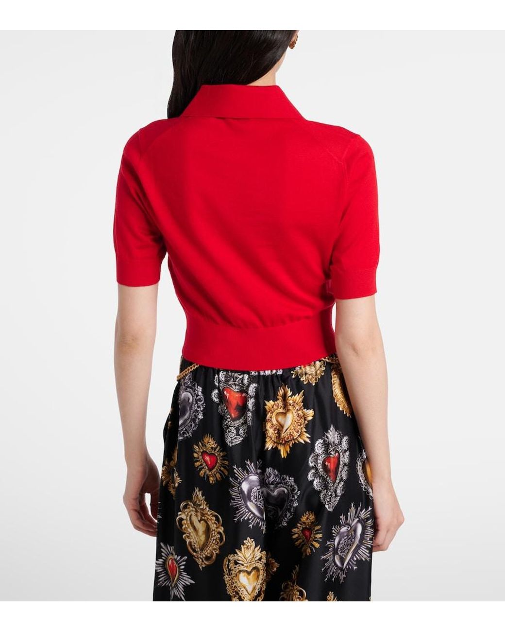 Dolce & Gabbana Red Knitted Cashmere And Silk Polo Shirt