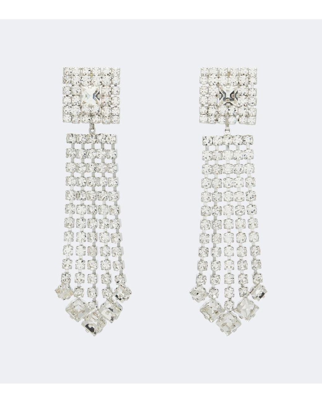 Magda Butrym White Crystal-Embellished Drop Earrings