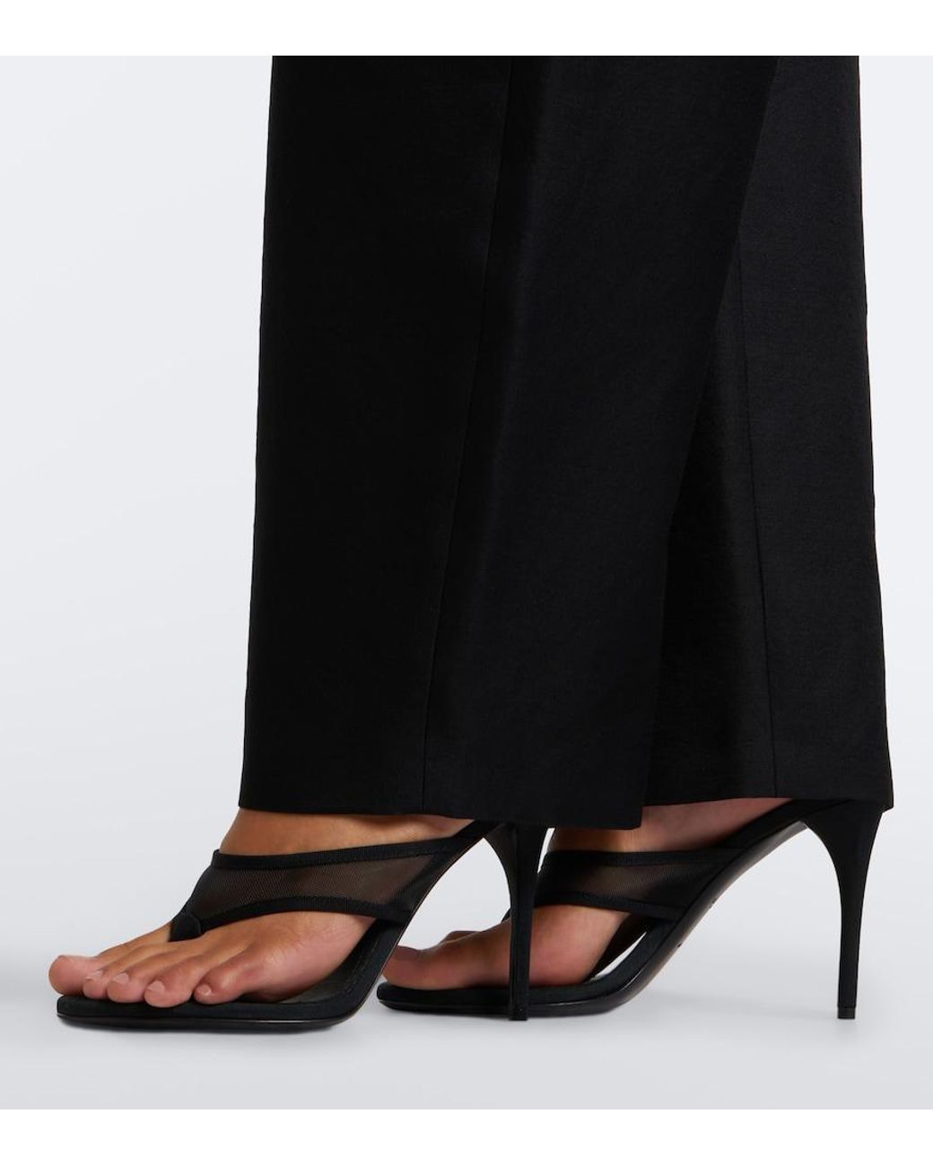 Alaïa Black Mesh Thong Sandals