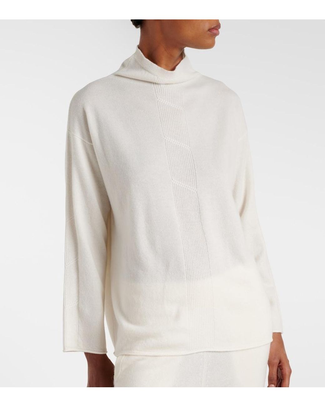 Max Mara White Mantide Cashmere Turtleneck Sweater