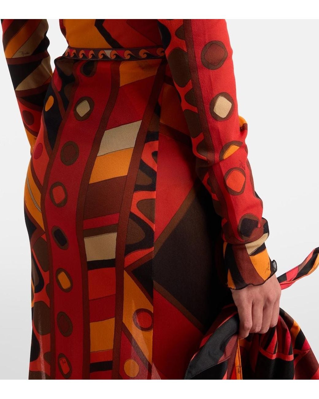Emilio Pucci Red Vivara Tulle Maxi Skirt