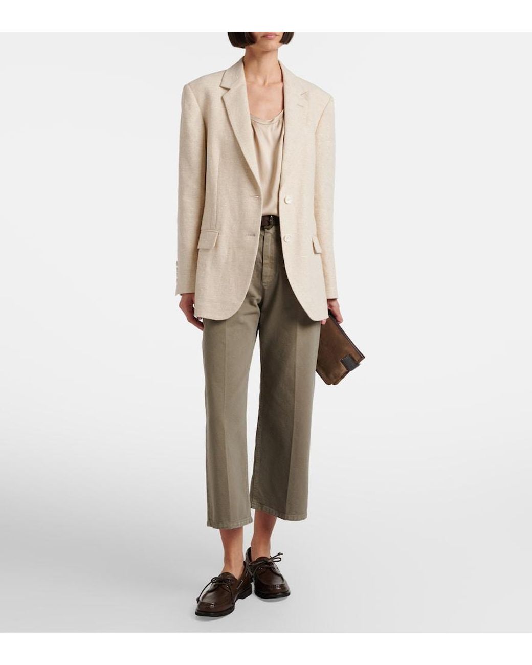 Brunello Cucinelli Natural Cropped Wide-Leg Jeans