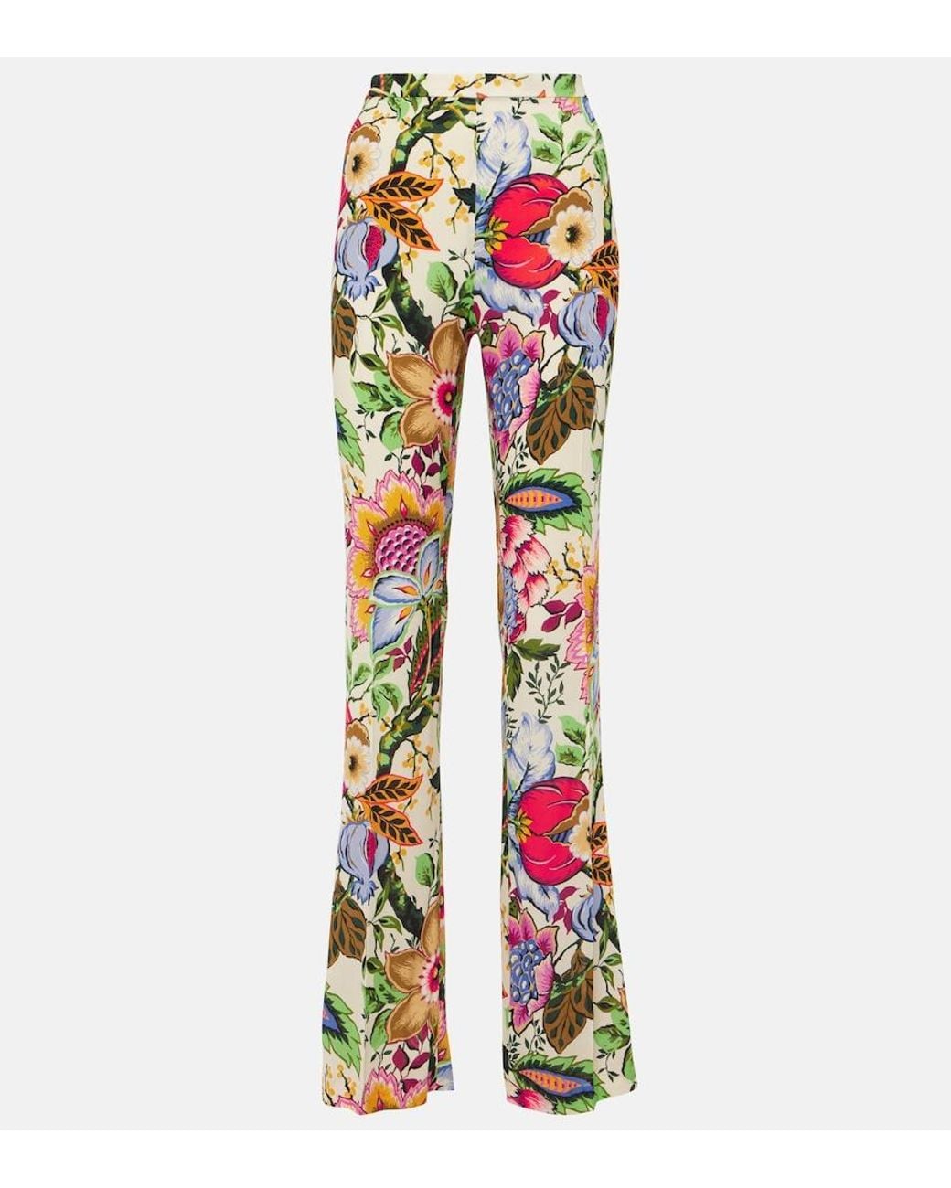 Etro White Printed Viscose Trousers