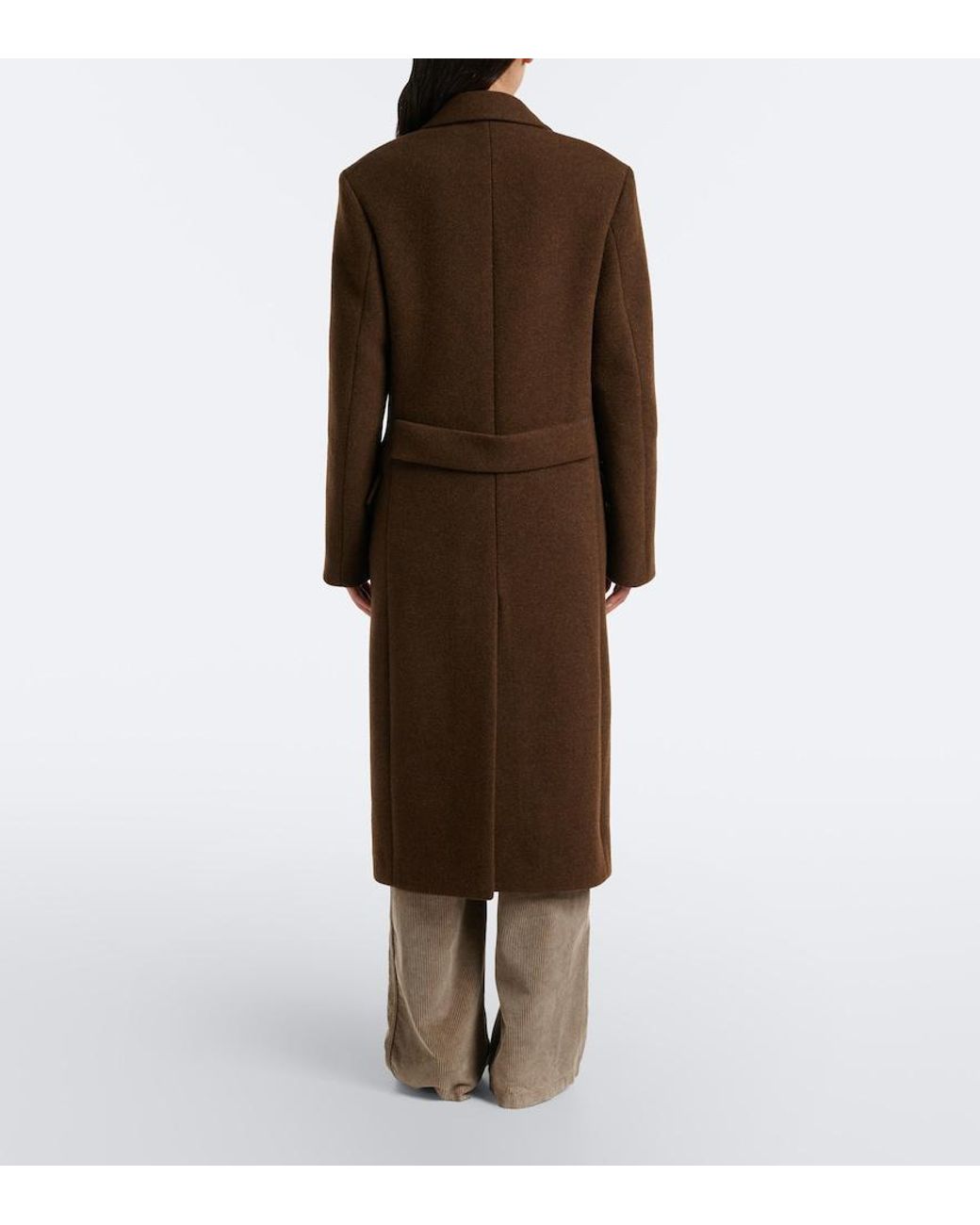 The Row Brown Bamira Double-Breasted Virgin Wool Coat