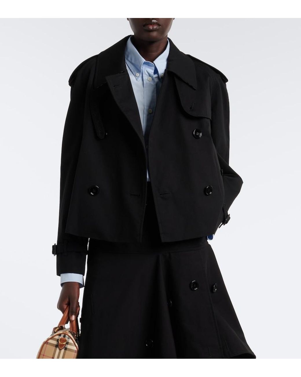 Burberry Black Double-Breasted Cotton Gabardine Jacket