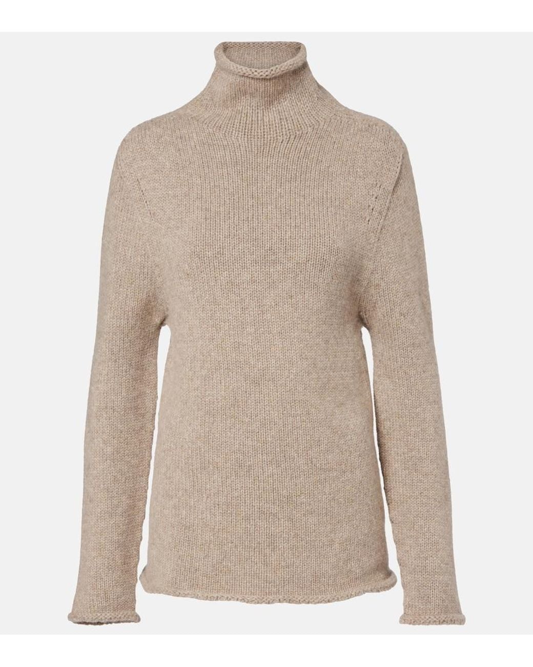 The Row Natural Mariam Cashmere Turtleneck Sweater