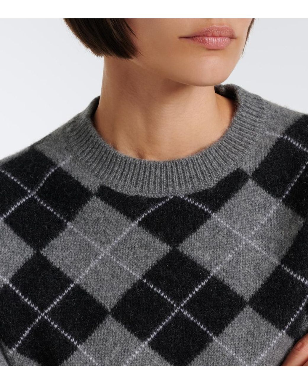 arch4 Black Karlie Argyle Cashmere Sweater