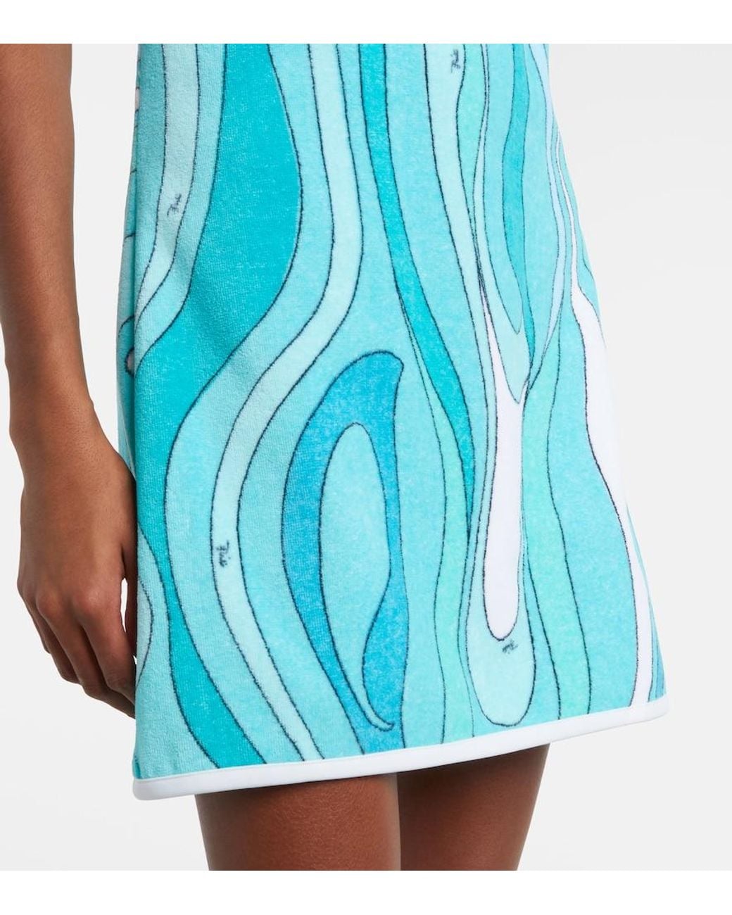 Emilio Pucci Blue Iride Halterneck Cotton Terry Minidress