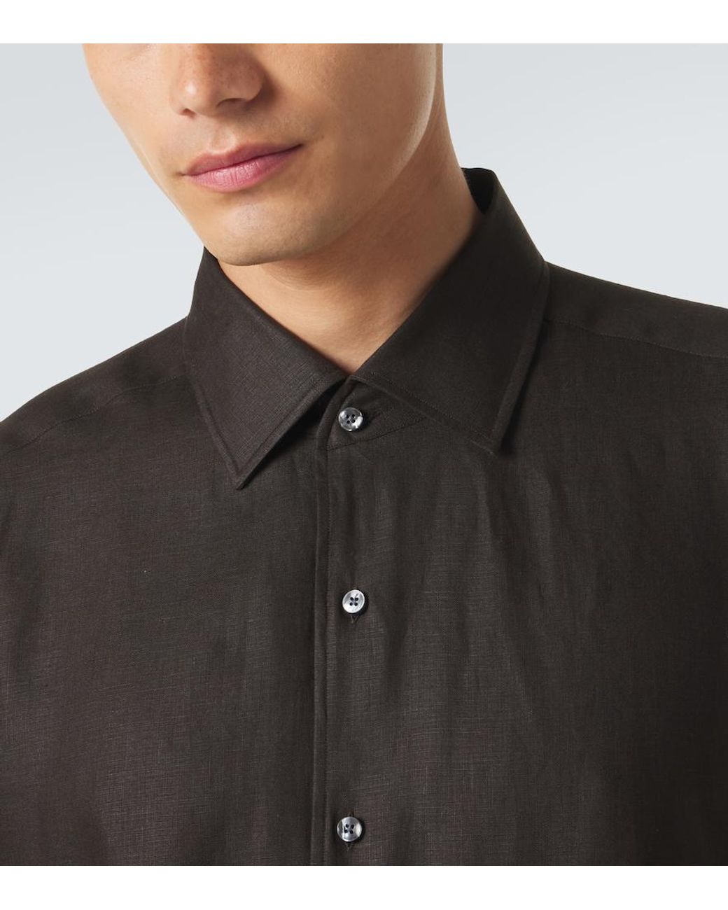 Zegna Black Linen Shirt for men