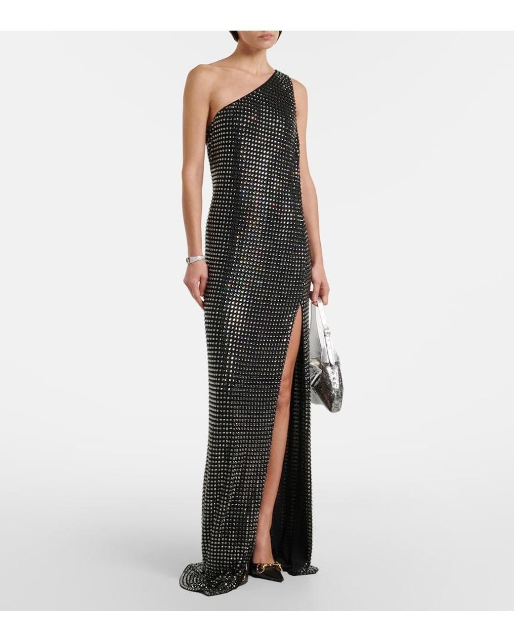 Gucci Black Embellished One-Shoulder Jersey Gown