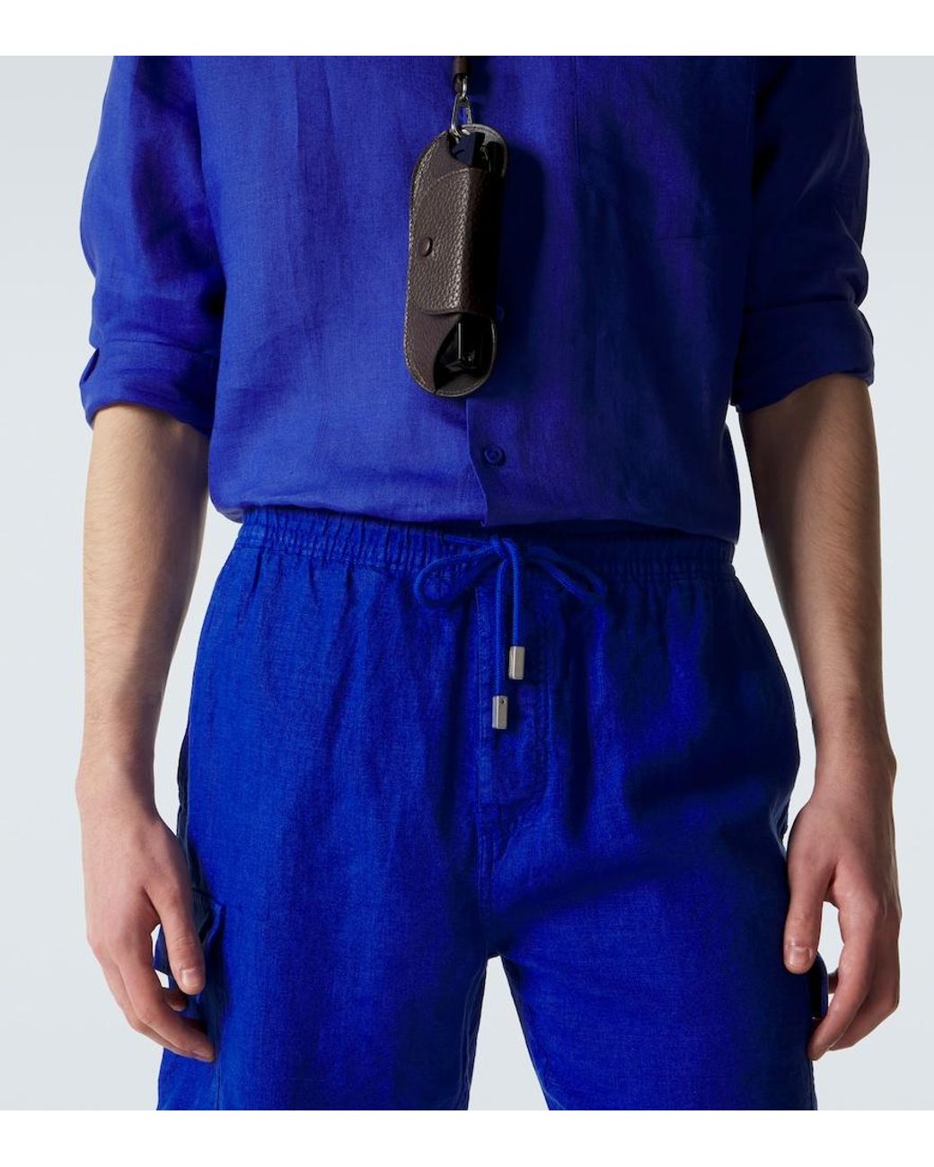 Vilebrequin Blue Linen Bermuda Shorts for men