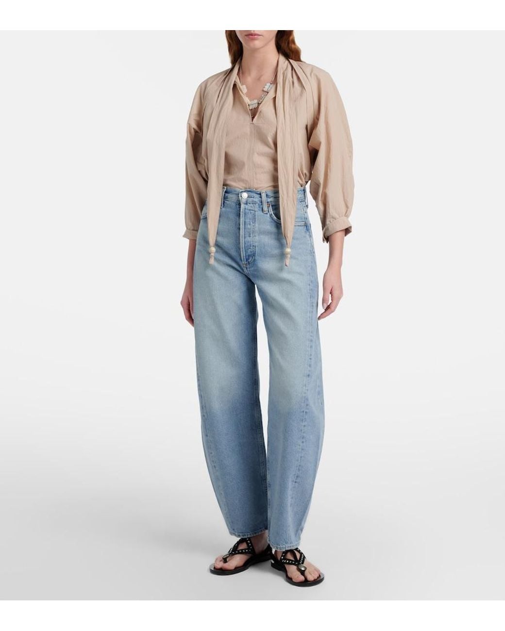 Agolde Blue Luna Faded Barrel-Leg Jeans