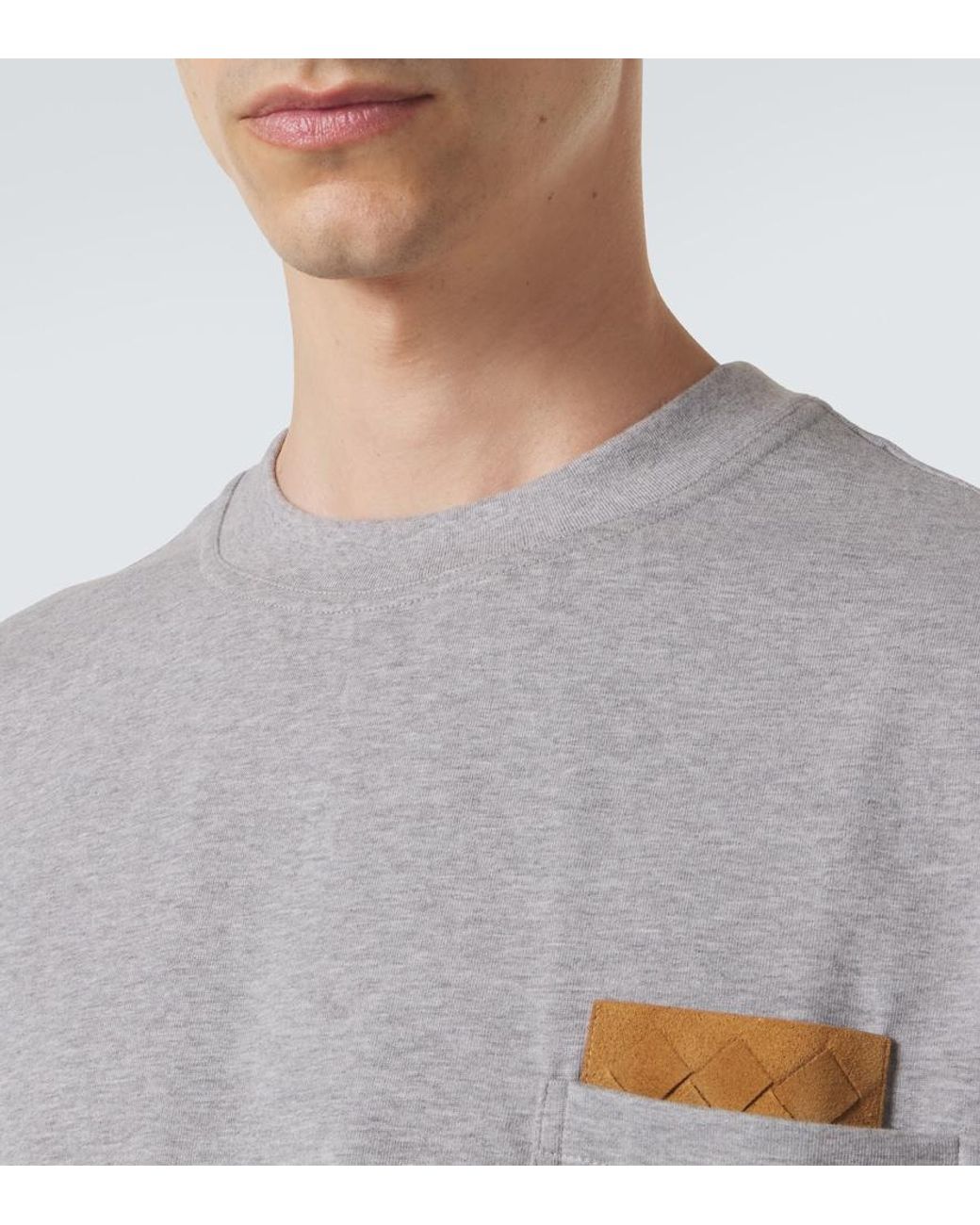 Bottega Veneta Gray Intrecciato Cotton-Blend Jersey T-Shirt for men
