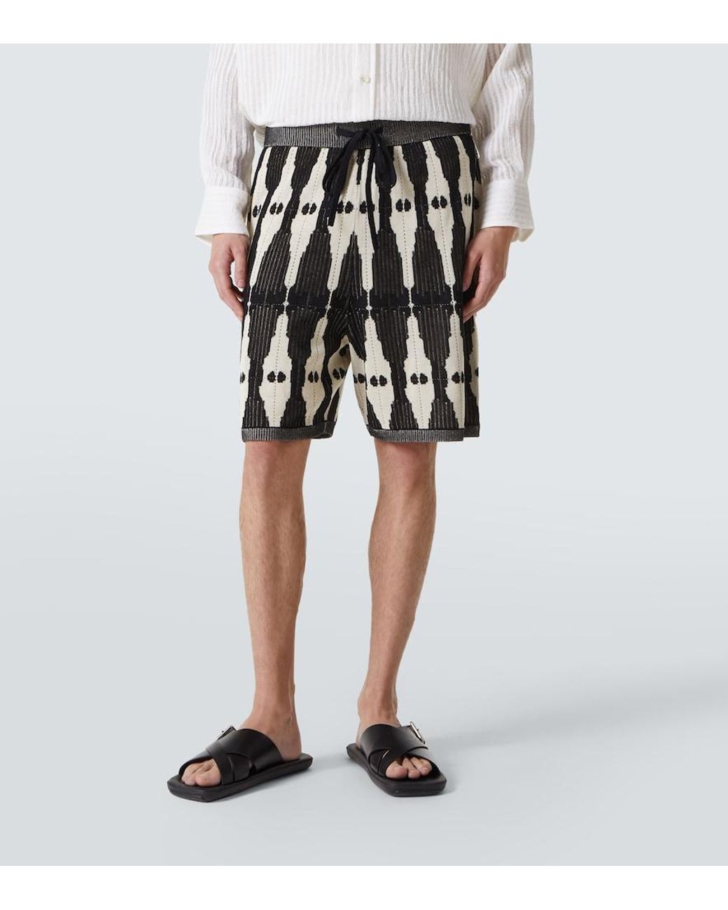 Commas Black Ritual Knitted Jacquard Shorts for men