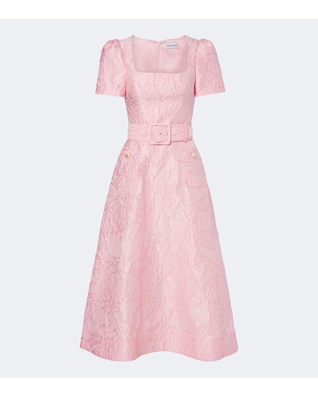 Rebecca Vallance Pink Helmsley Belted Jacquard Bustier Dress