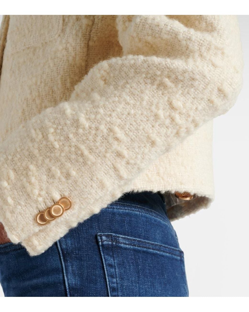 FRAME Natural Cropped Cotton And Wool Jacket