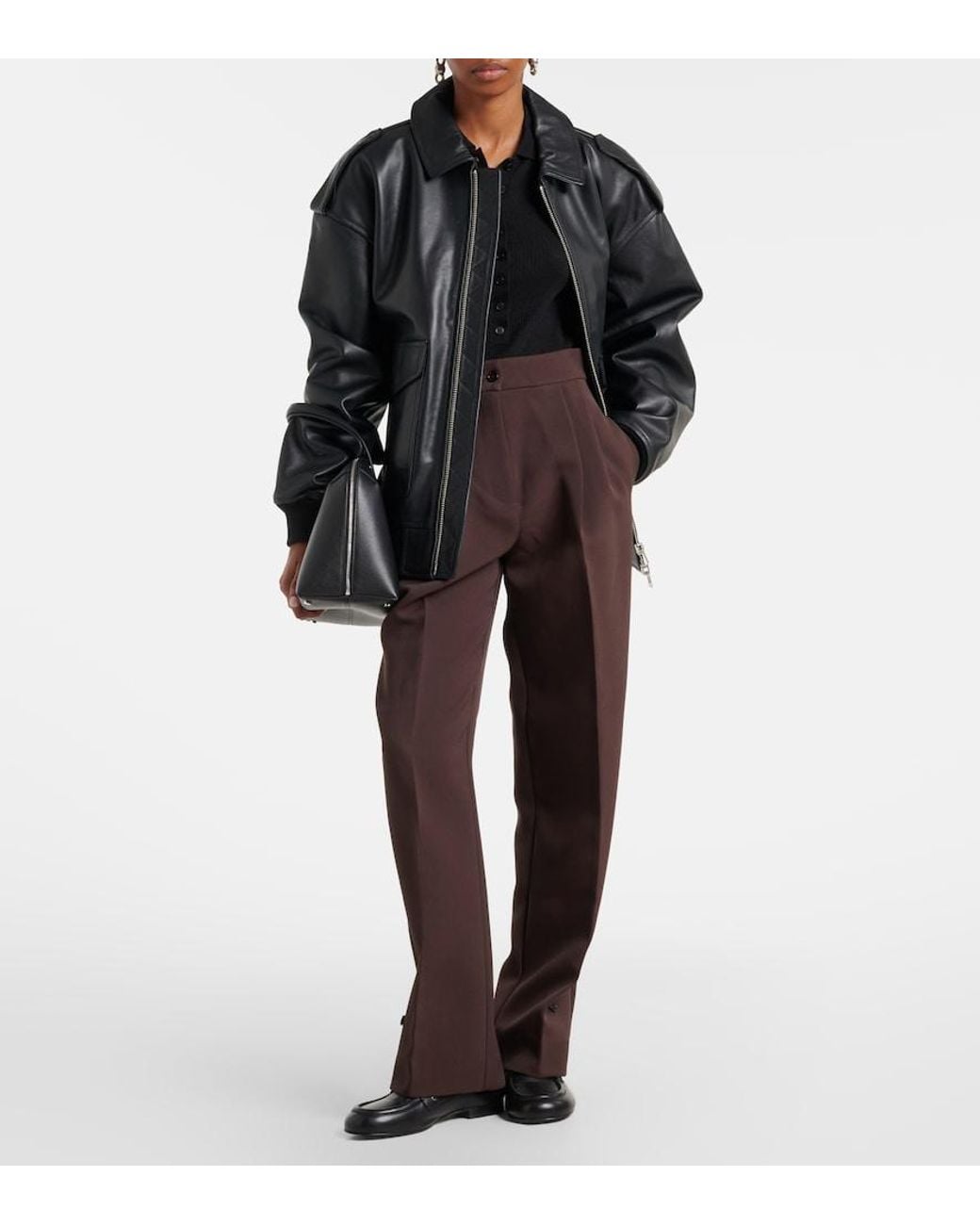 Frankie Shop Black Solana Wool, Silk, And Cashmere Bodysuit