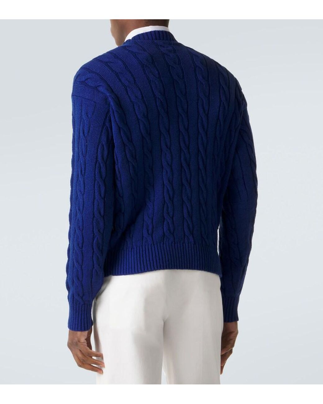 Dunhill Blue Cable-Knit Cotton Sweater for men
