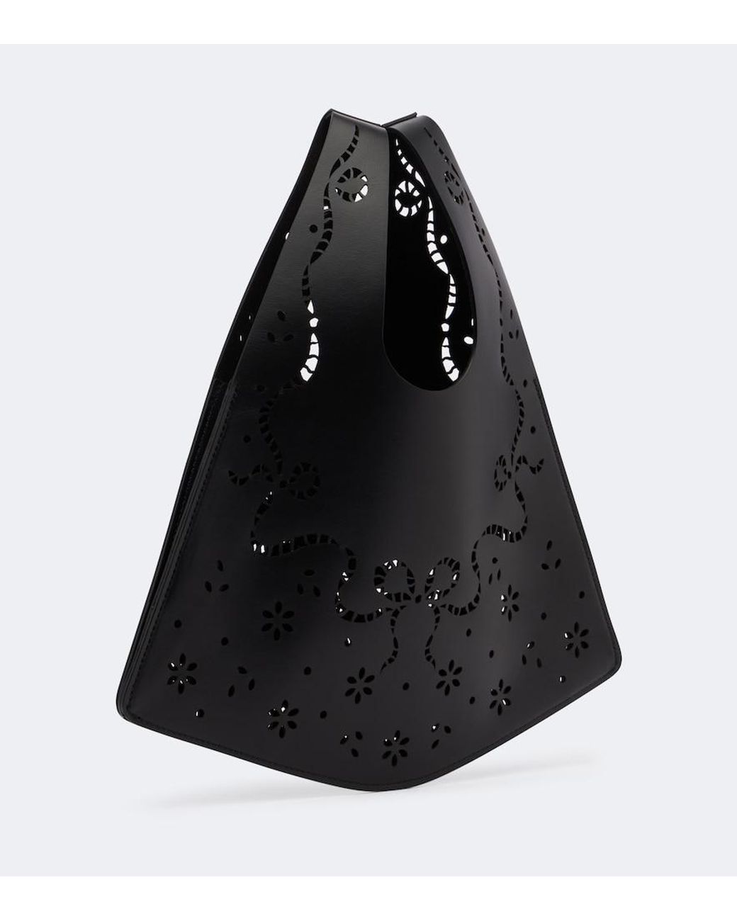 Simone Rocha Black Mini Floral Leather Shopper