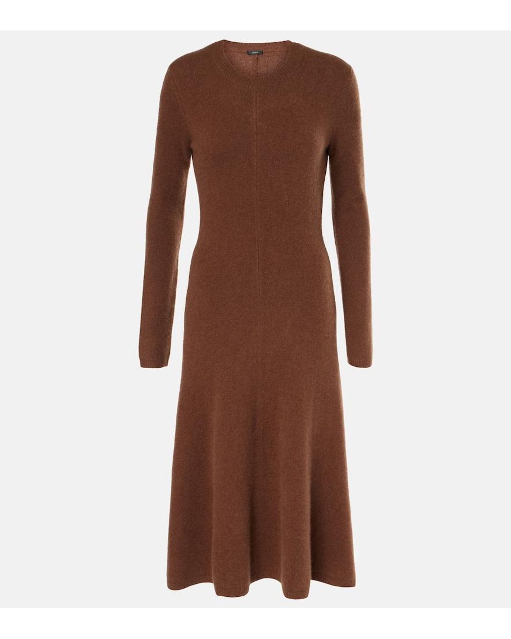Joseph Brown Cashmere-Blend Midi Dress