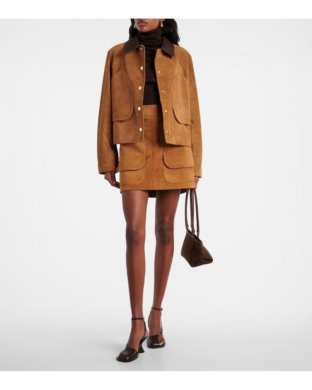 Veronica Beard Brown Walters Suede Field Jacket