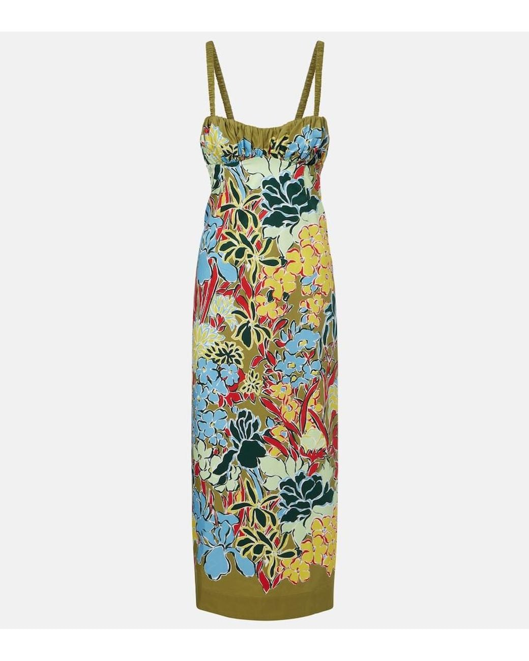 ALÉMAIS Green Solstice Floral Cotton Midi Dress