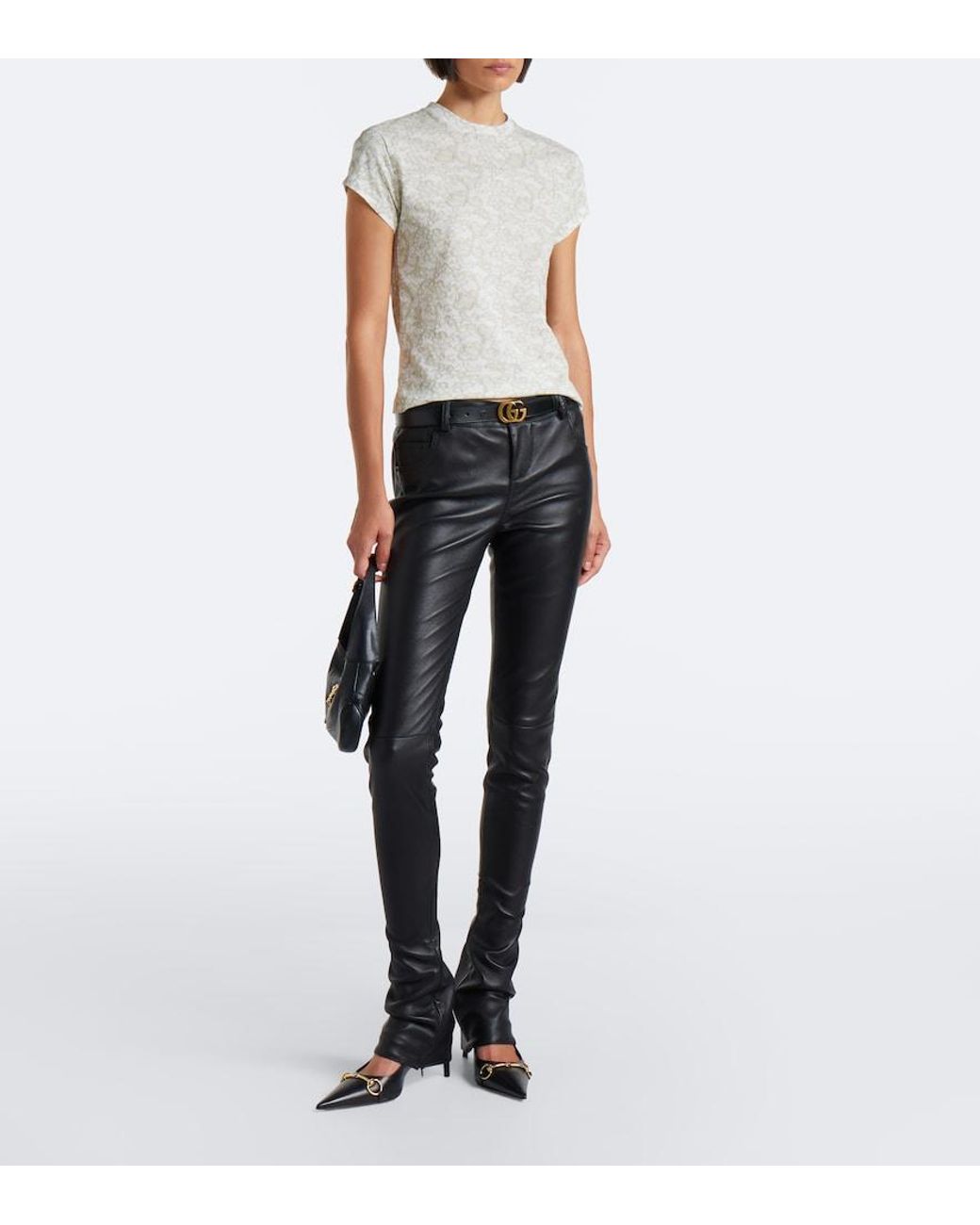 Gucci White Lace Printed Cotton T-Shirt