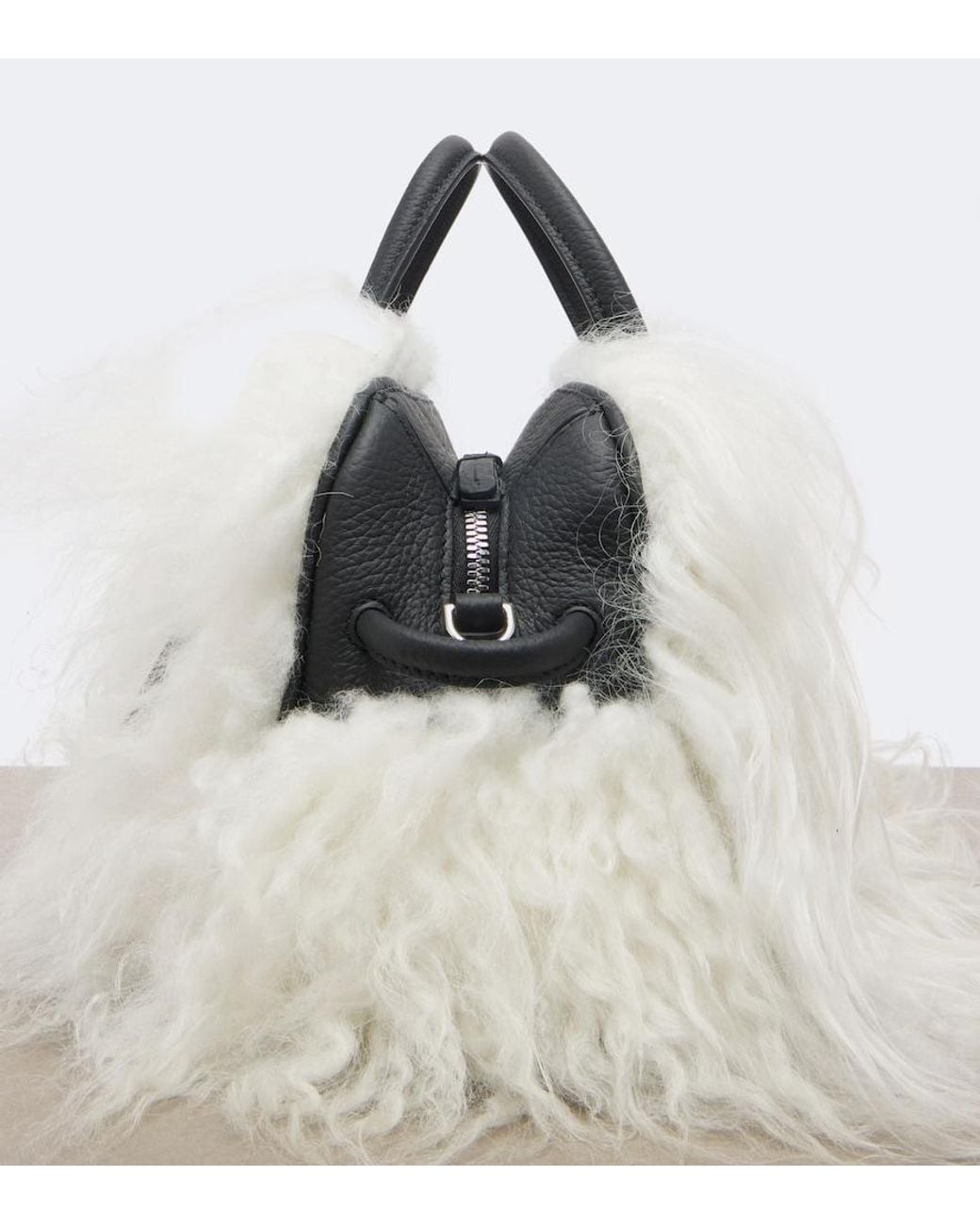 Jacquemus Black Turismo Small Shearling Bowling Bag