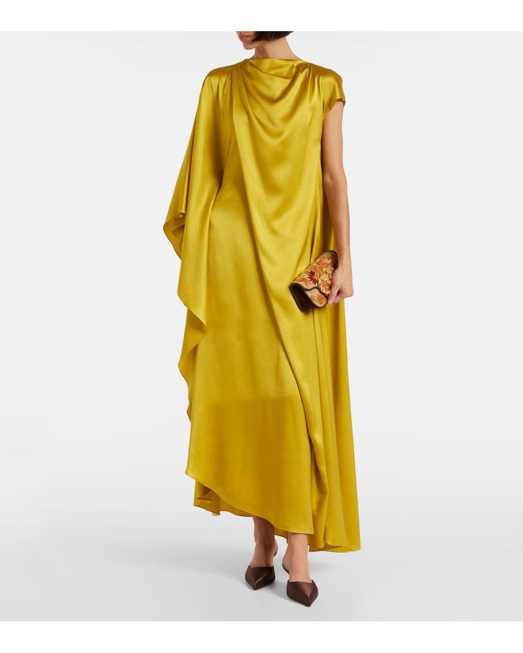 Roksanda Yellow Hiba Caped Silk Gown