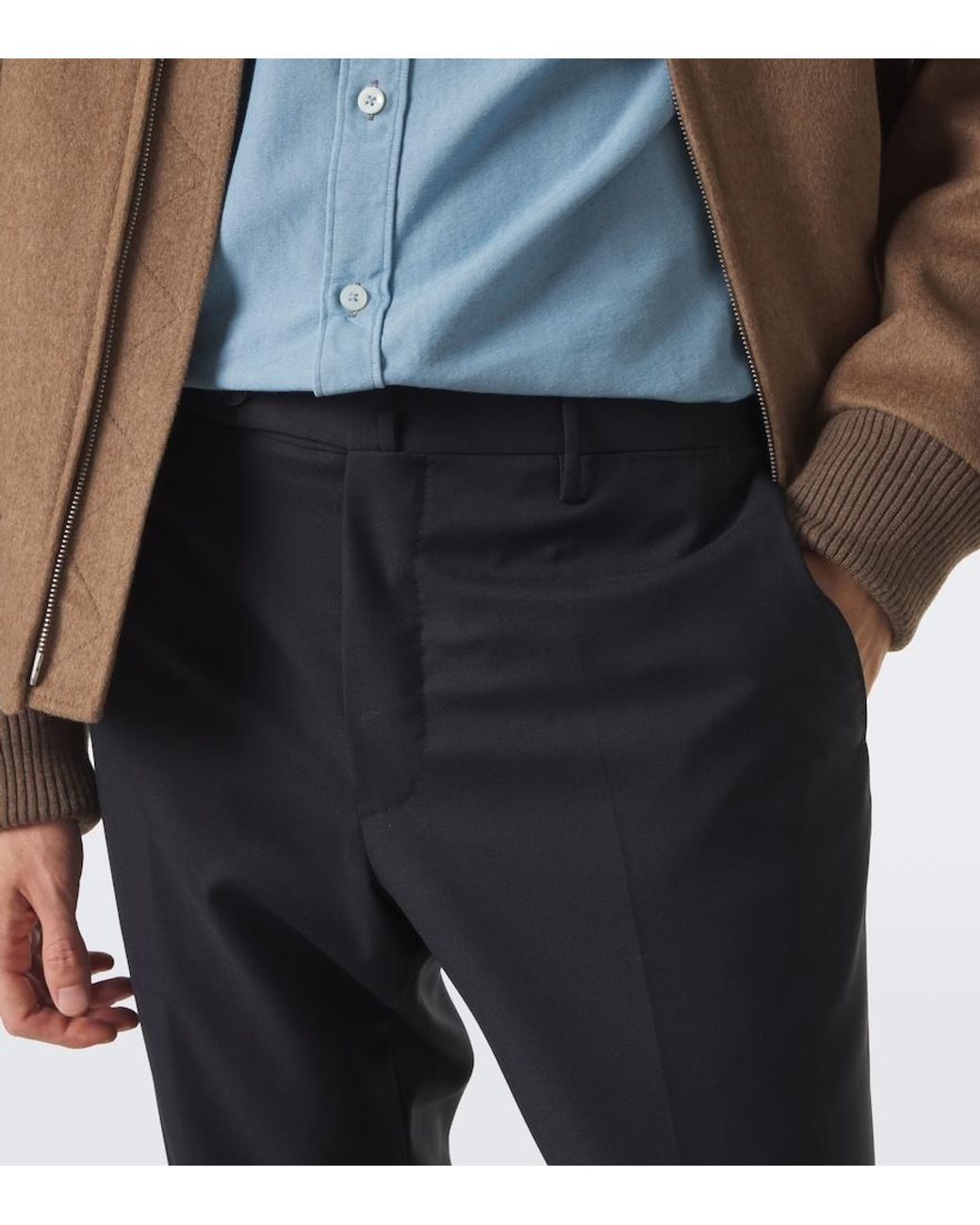 Slowear Blue Wool Slim Pants for men