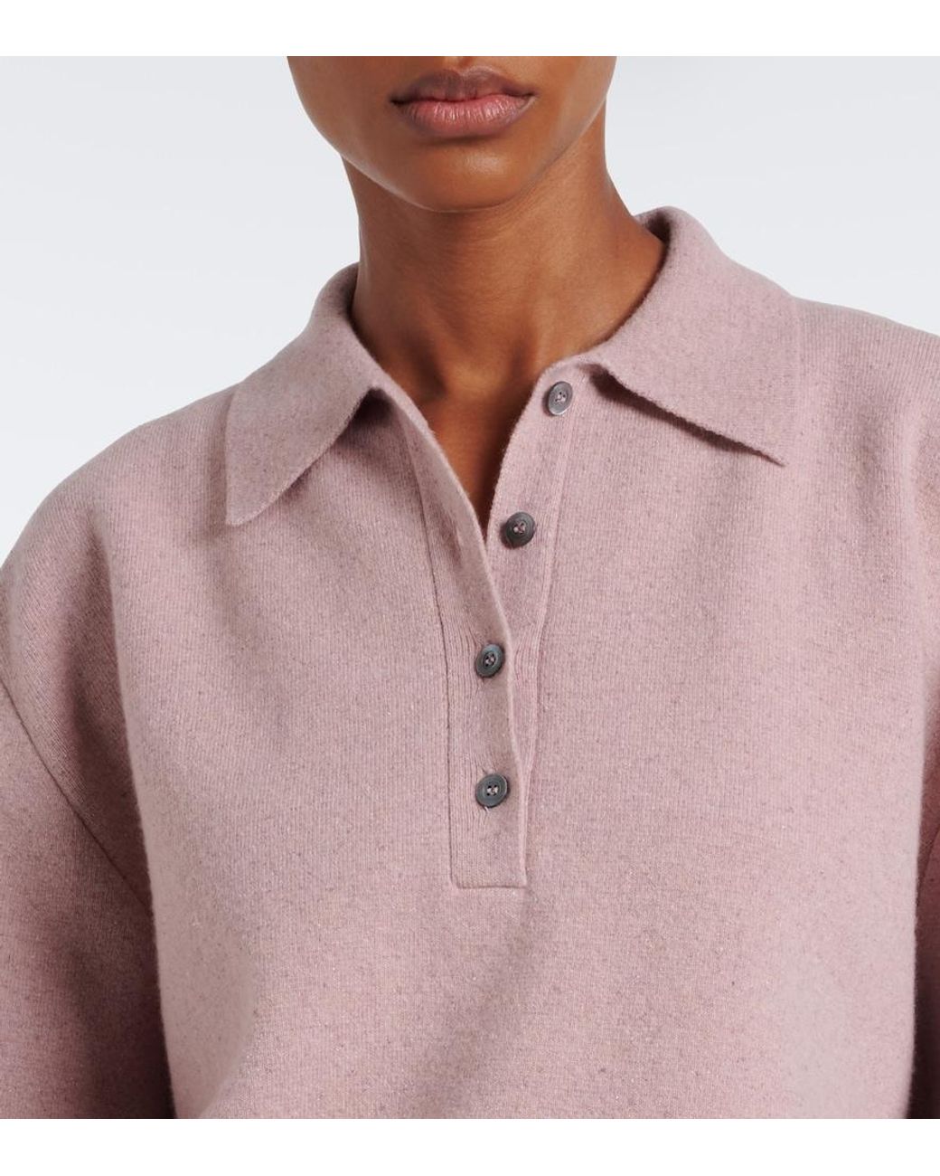 Rohe Pink Knitted Wool-Blend Polo Sweater