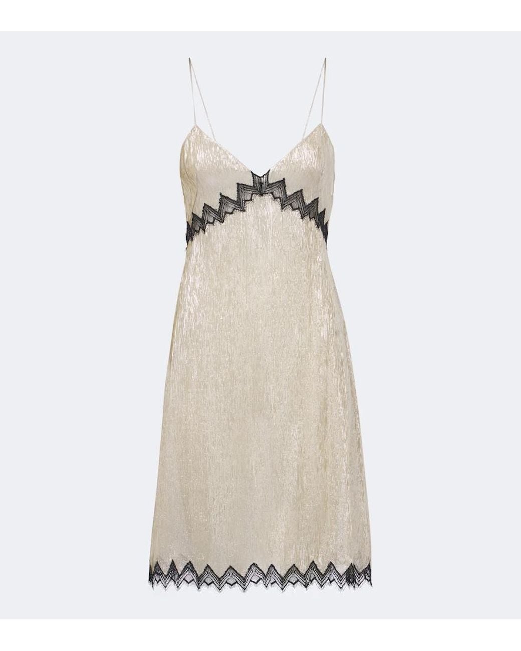 Tom Ford Natural Lace-Trimmed Silk-Blend Slip Dress