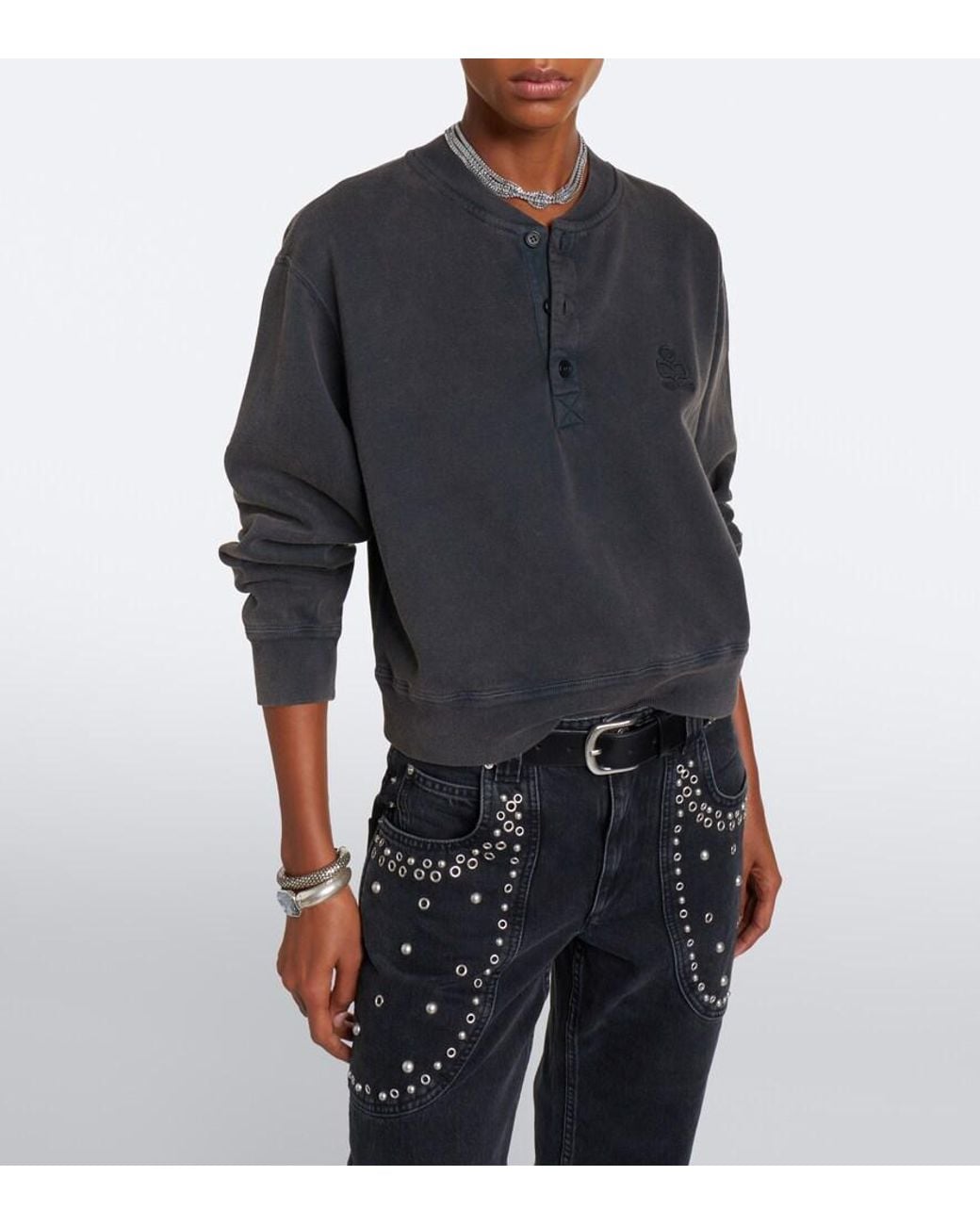 Isabel Marant Black Simony Cotton-Blend Jersey Sweatshirt