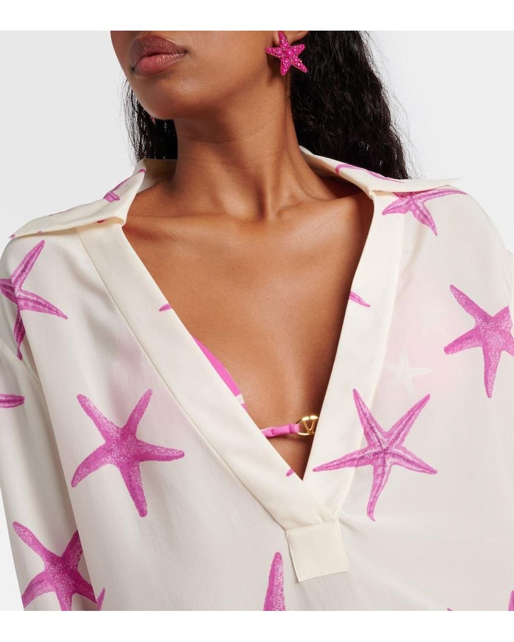 Valentino Garavani Pink Printed Silk Shirt
