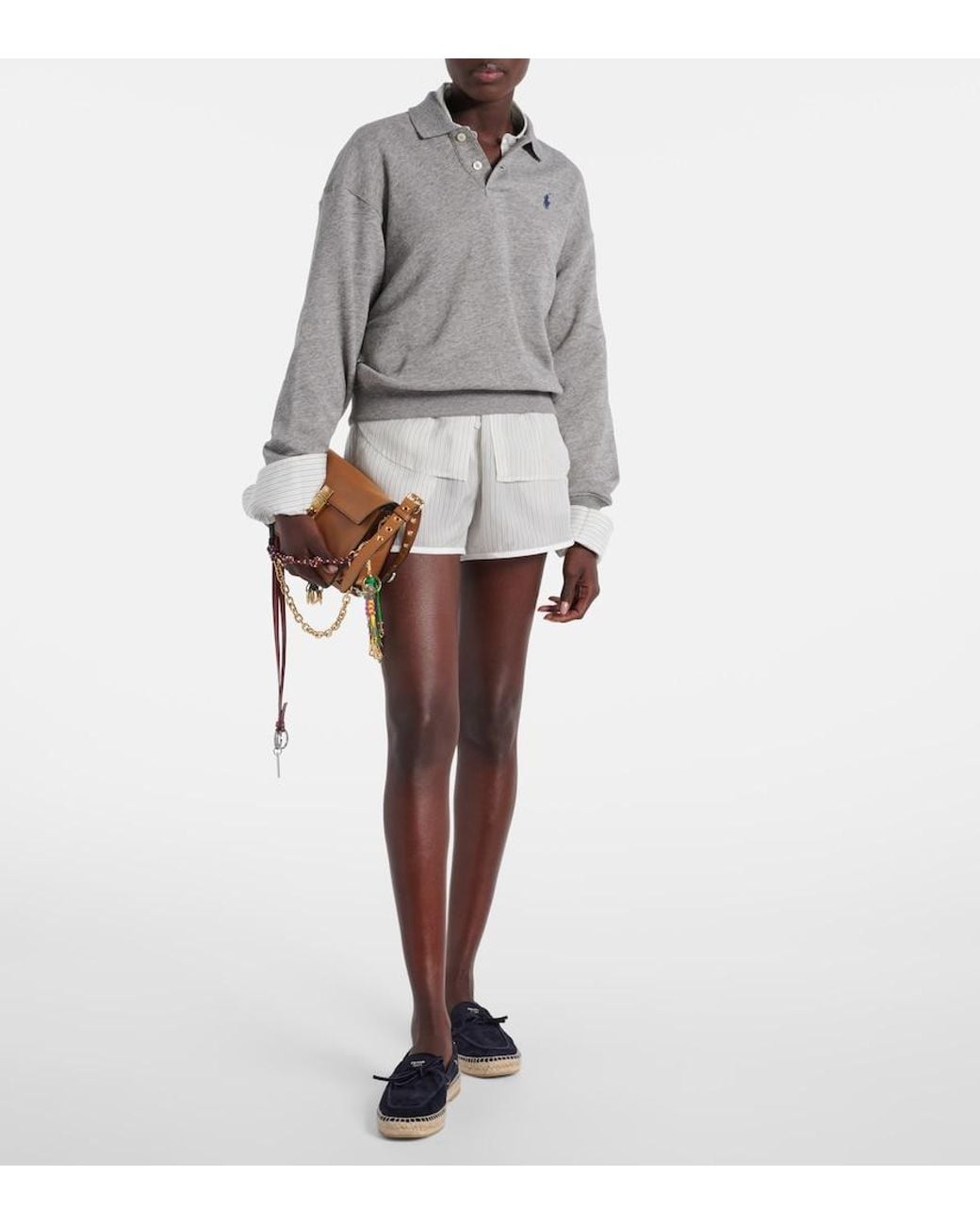 Polo Ralph Lauren Gray Cotton-Blend Polo Sweatshirt