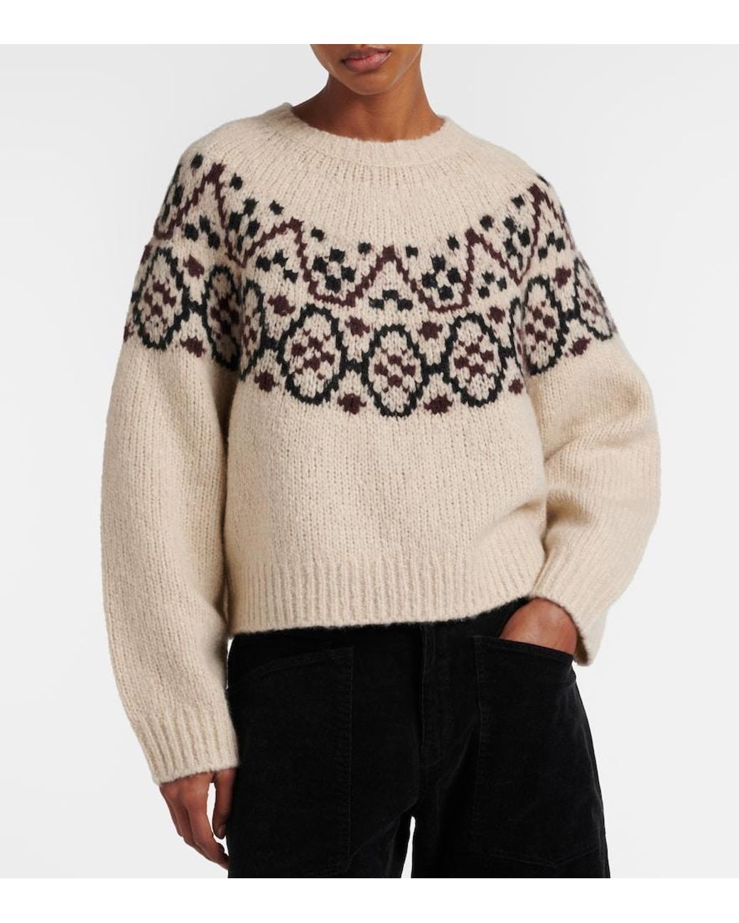 Nili Lotan Natural Chrissy Fair Isle Jacquard Sweater