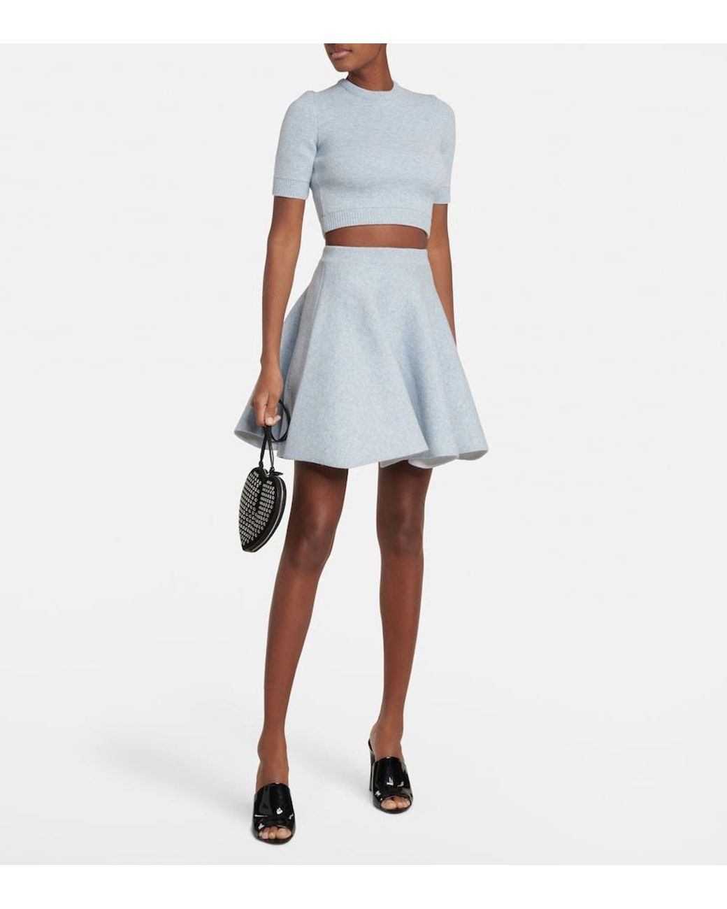 Alaïa Blue Wool Crop Sweater