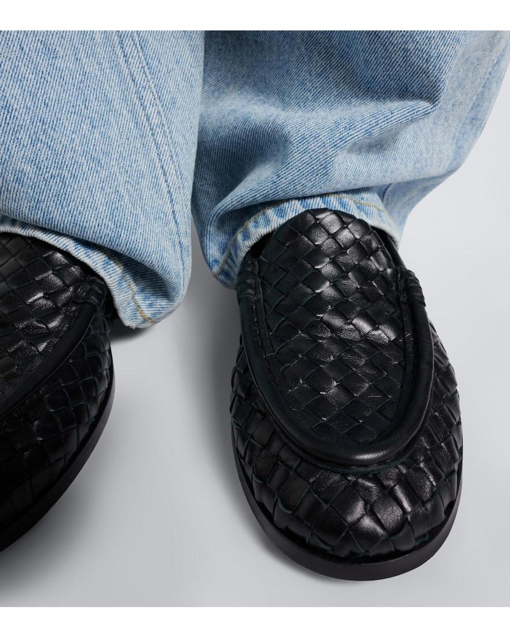 Bottega Veneta Black Silenzio Intrecciato Leather Loafers